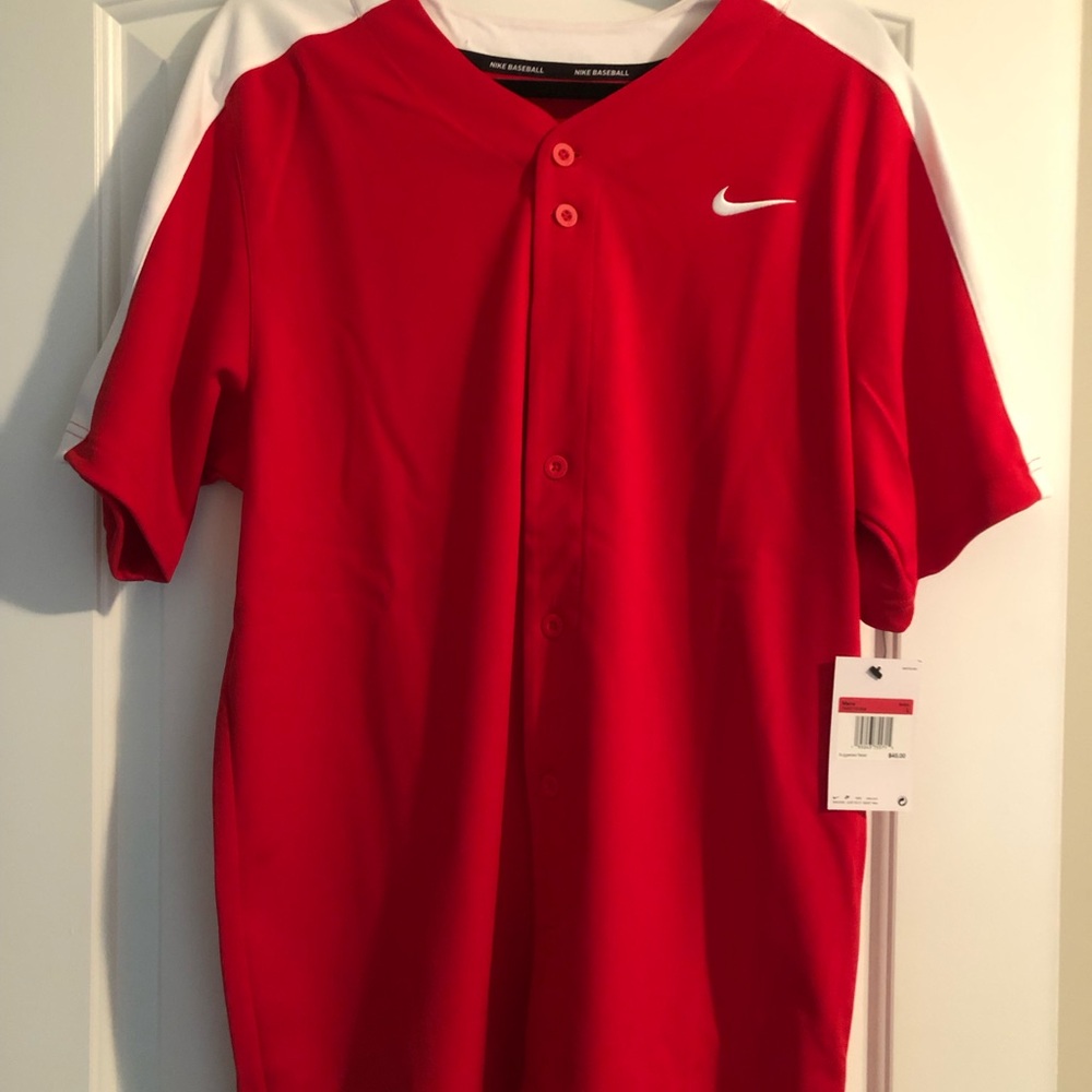 Nike Red and White Jersey Shirt
